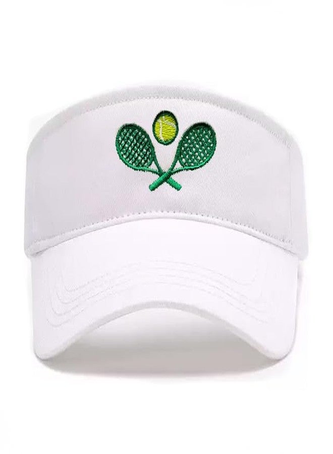 AIMASTZ Tennis Sport Embroidered Adjustable Tennis Visor, Tennis Sports Hat for Men Women,Gifts for Tennis Lovers,White - Image 1